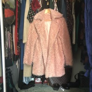 Kensie Faux Shearling Coat-Warm Pink